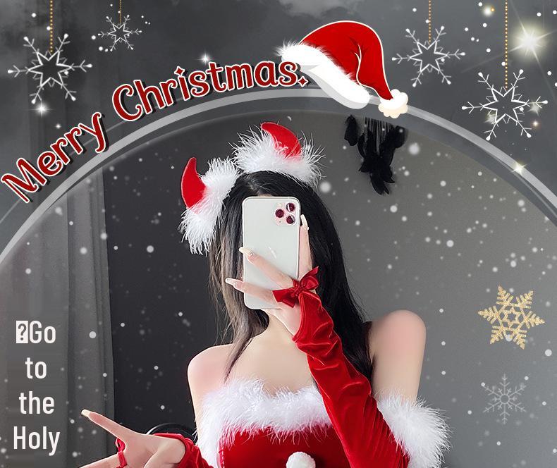 Man Yan Christmas Bunny Bandeau Plush Lingerie Set 8596