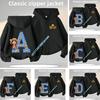 2026 New Letter A-Z Fall/winter Coat, "One Piece" Children's Zipper-style Hooded Sweatshirt for Boys, Casual Top, Cartoon Print