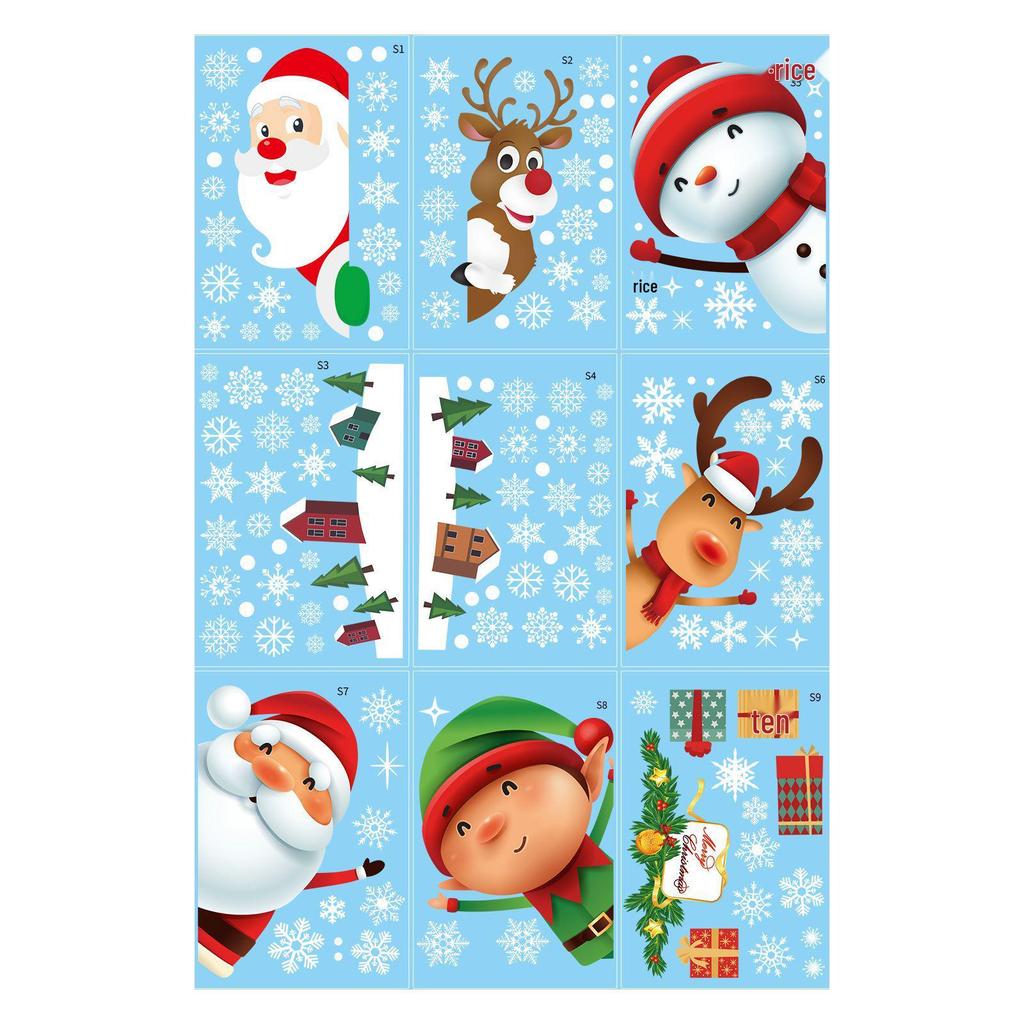 Christmas Snowflake Electrostatic Stickers: Santa & Snowflakes Window Decorations