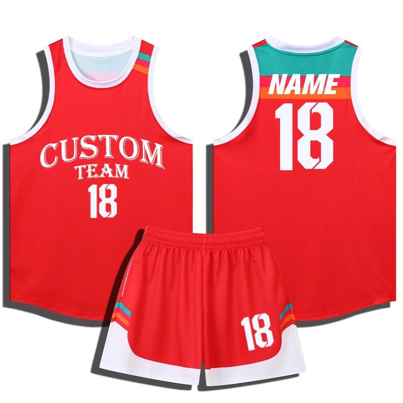 Conjunto de Camiseta y Pantalones Cortos de Baloncesto de Secado Rápido para Niños y Hombres Conjunto de Camisetas y Pantalones Cortos para Niños Ropa Deportiva Masculina Kit de Baloncesto sin Mangas Personalizado A069