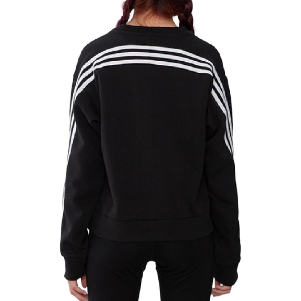 adidas Gestreiftes Sport-Sweatshirt mit Rundhalsausschnitt Damen Oberteile Schwarz H57308
