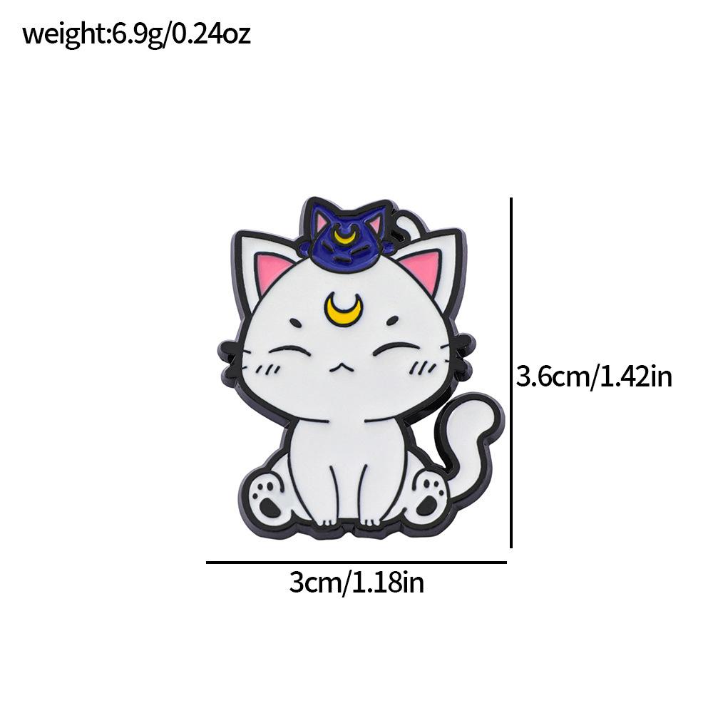 

Cute soft cute cartoon creative personality kitten metal badge moon cat alloy drip brooch pin