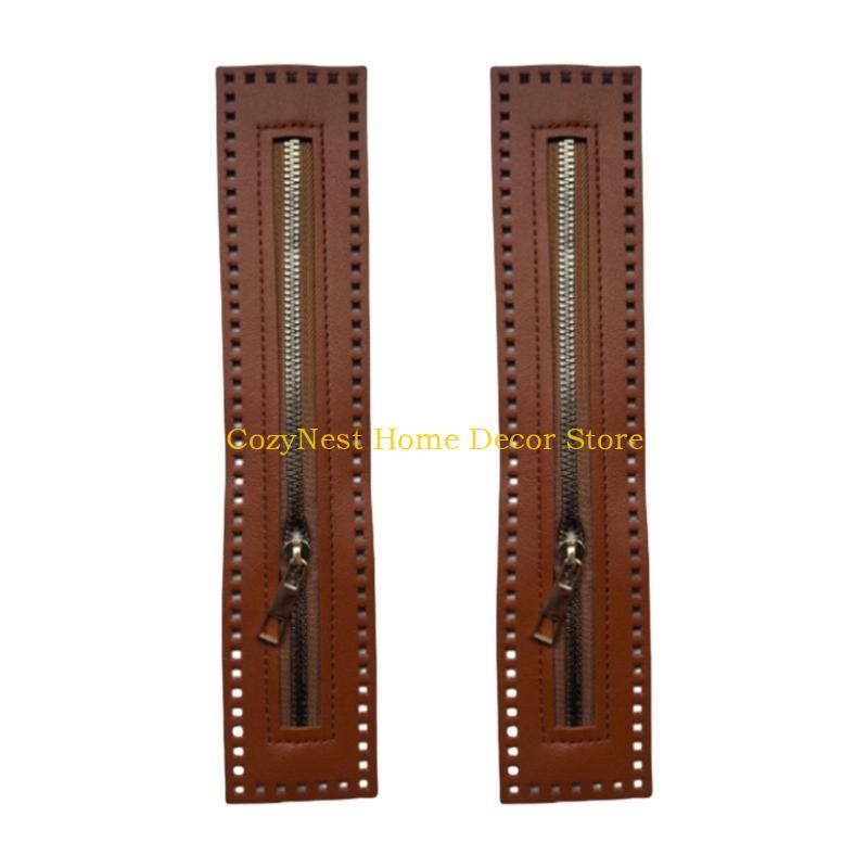 

92MF 2Pcs Zips for Sewing Closed End Zips Fasteners Metal Slider Zips for Leather Bag темно-коричневого кольору