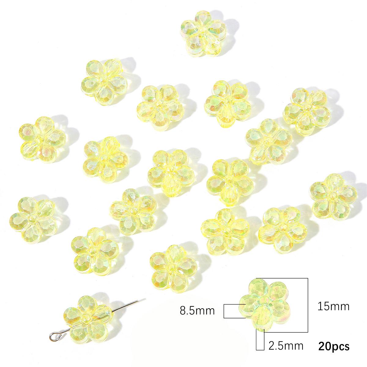 

20 шт. 15x8,5 мм акриловые пластиковые бусины с пятью лепестками цветов для самостоятельного изготовления ювелирных изделий жёлтый