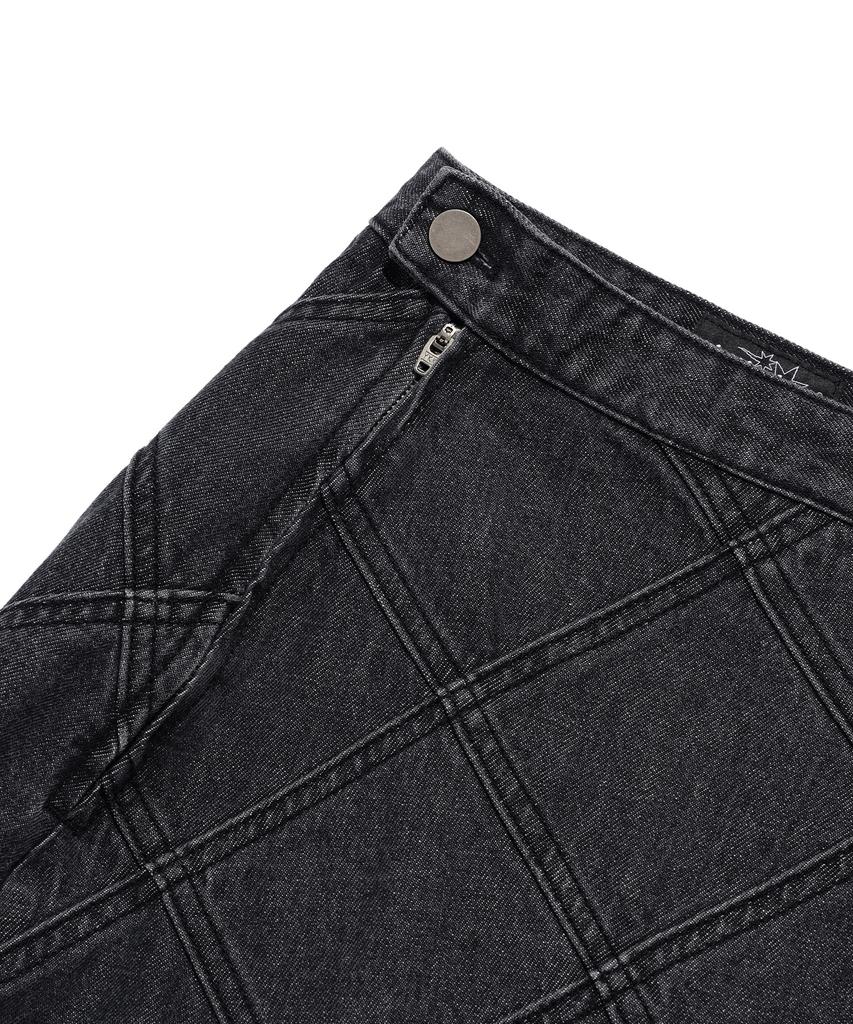 Nice Ghost Club Denim Panel Skirt_Charcoal(Ng2Effd115A)