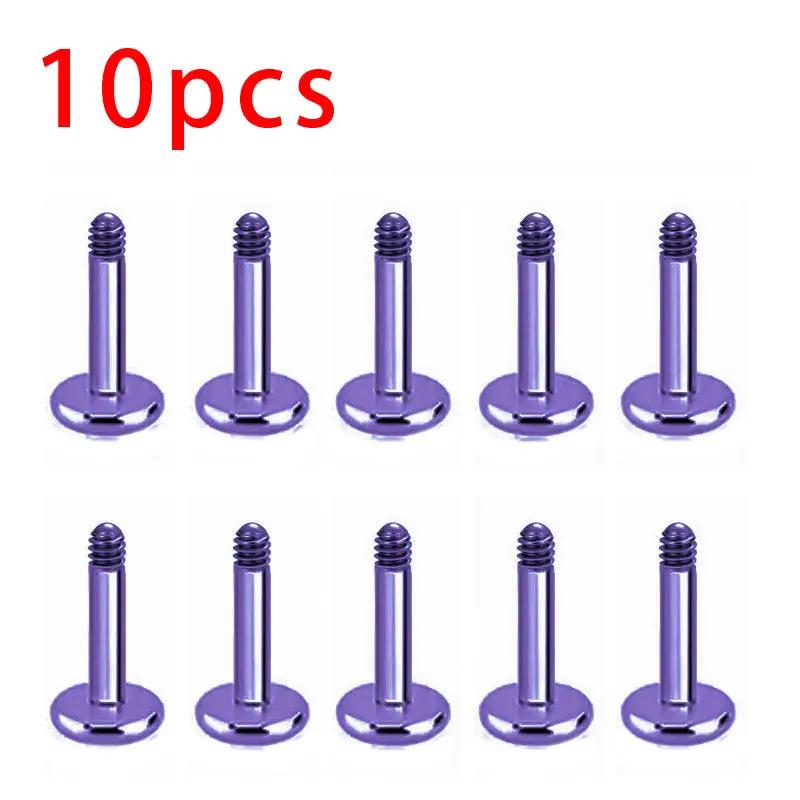 10pcs ASTM F136 Titanium Male Thread Labret Piercing 14G 16G Lab Lip Ear Tragus Replacement Body Jewelry Accessories