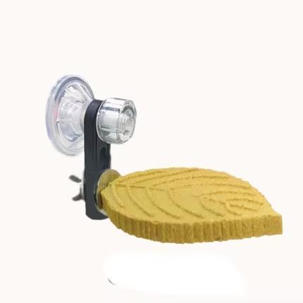Percha para loro texturizada con hojas multicolor - Soporte antideslizante de resina con ventosa y percha para limar uñas