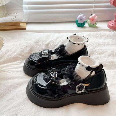 Scarpe Lolita Donna Uniformi Giapponesi Scarpe Mary Jane Scarpe con Zeppa Ragazze Vintage Tacco Alto Stivali da College Studenti