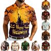 Herren Halloween Print Poloshirt Kurzarm Atmungsaktives Netz Leicht Casual Kragentop für Saisonale Kleidung