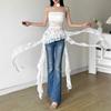 Off Shoulder Jellyfish Mesh Tube Top Irregular Hem Women Chic Tops Fashion Lace Ruffle Vest  Party