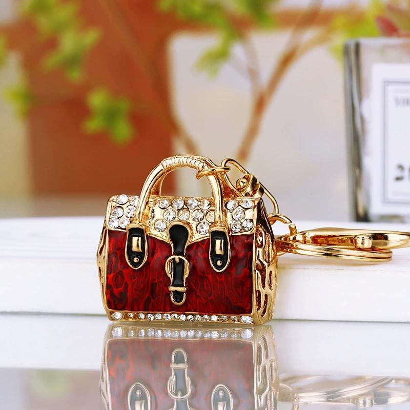 Fashion Bag Shape Crystal Keychain Girl Bag Pendant Car Pendant Creative New Rhinestone Keyring