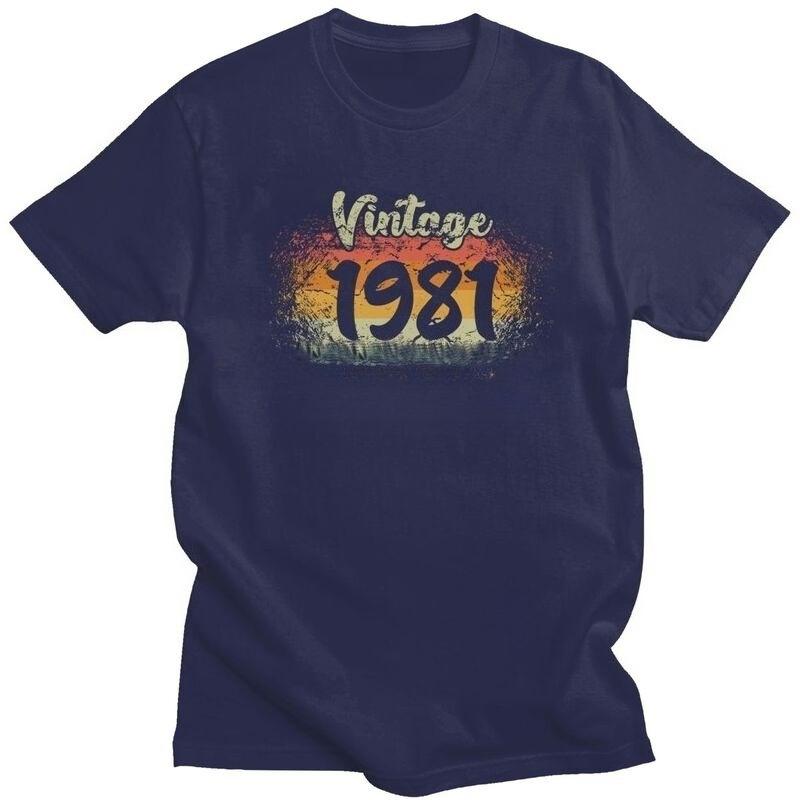 Unisexs Vintage 1981 Limited Edition Birthday Gift T Shirt Short Sleeves Cotton Tshirt Fashion Clothes Graphic 40th Birthday Tees