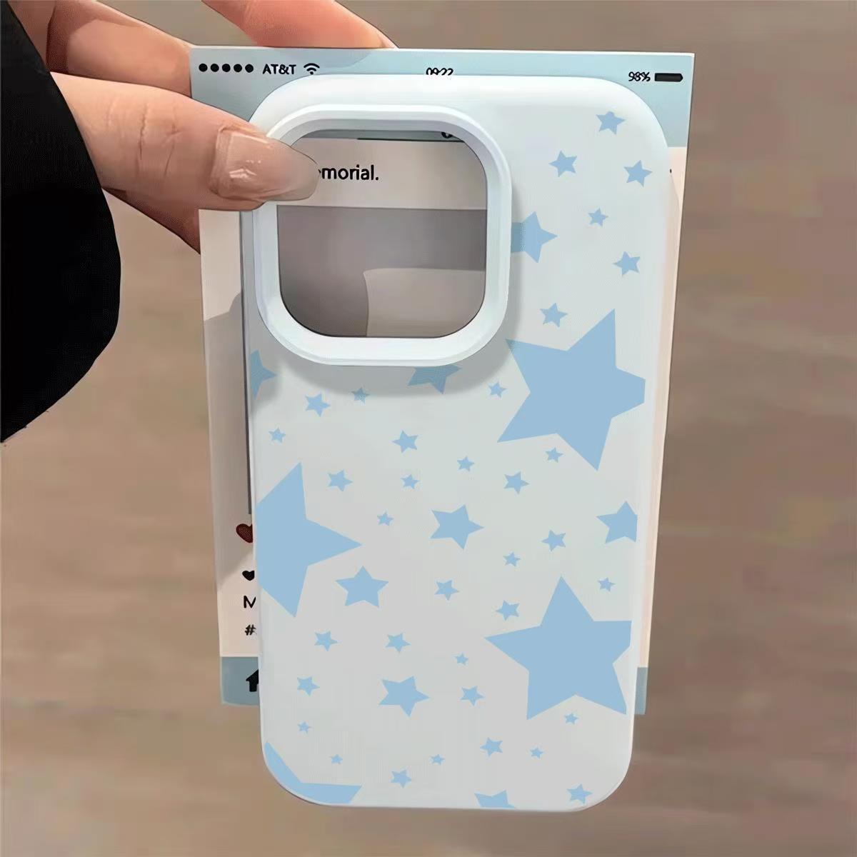 

Blue Stars Pattern Phone Case For iPhone 17 16 15 14 13 12 11 Pro Max XS X XR 17 Air Shockproof Candy Soft Silicone Bumper Cover iPhone 12 Pro
