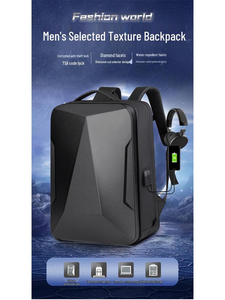 Men's Large Capacity Hard Shell Business & Student Laptop Backpack