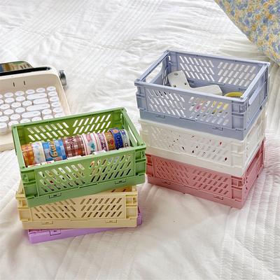 Collapsible Storage Box Plastic Storage Plastic Storages Box Cosmetic Organizer Desktop Plastic Baskets With Handle Bathroom Box