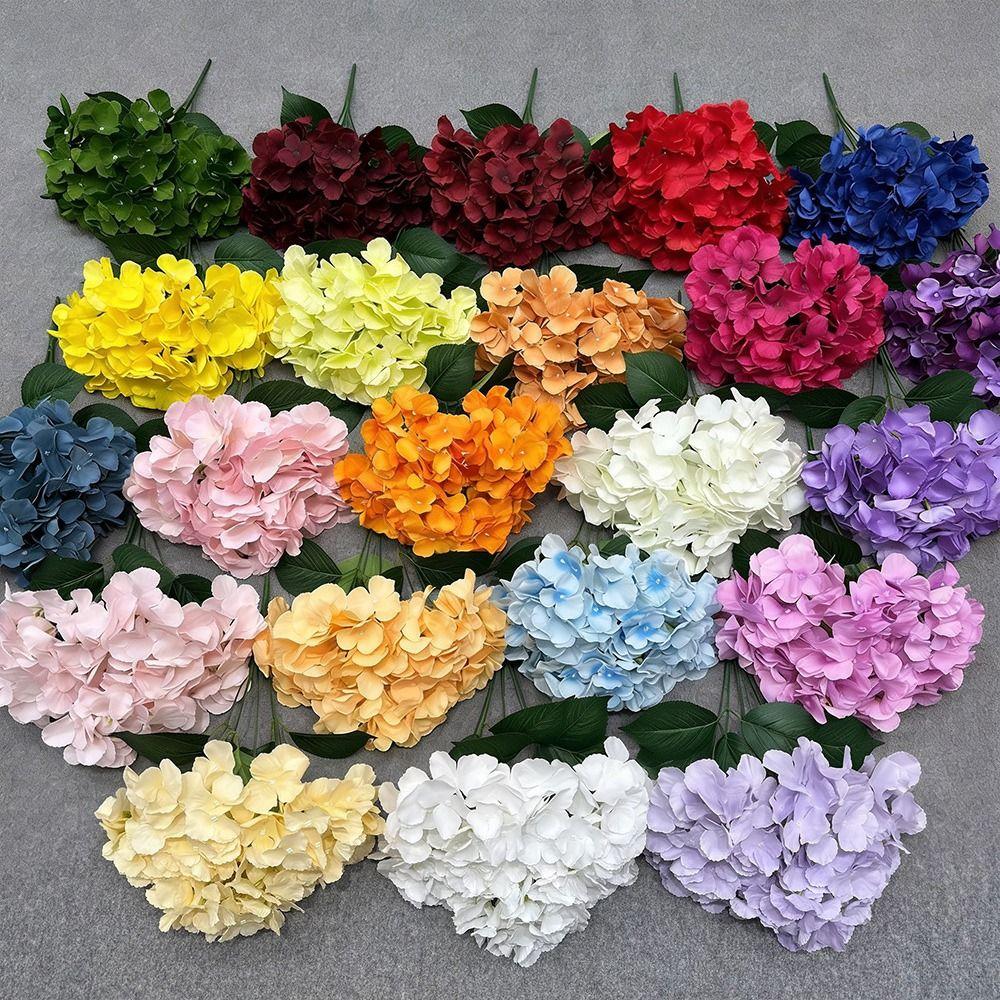 5 Heads Artificial Hydrangea Flower DIY Silk Bridal Hydrangea Bouquet Beauty Fake Hydrangea Flowers
