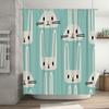 Adorable bunny print shower curtain for bathroom decoration washable fabric, waterproof design suitable for home use.