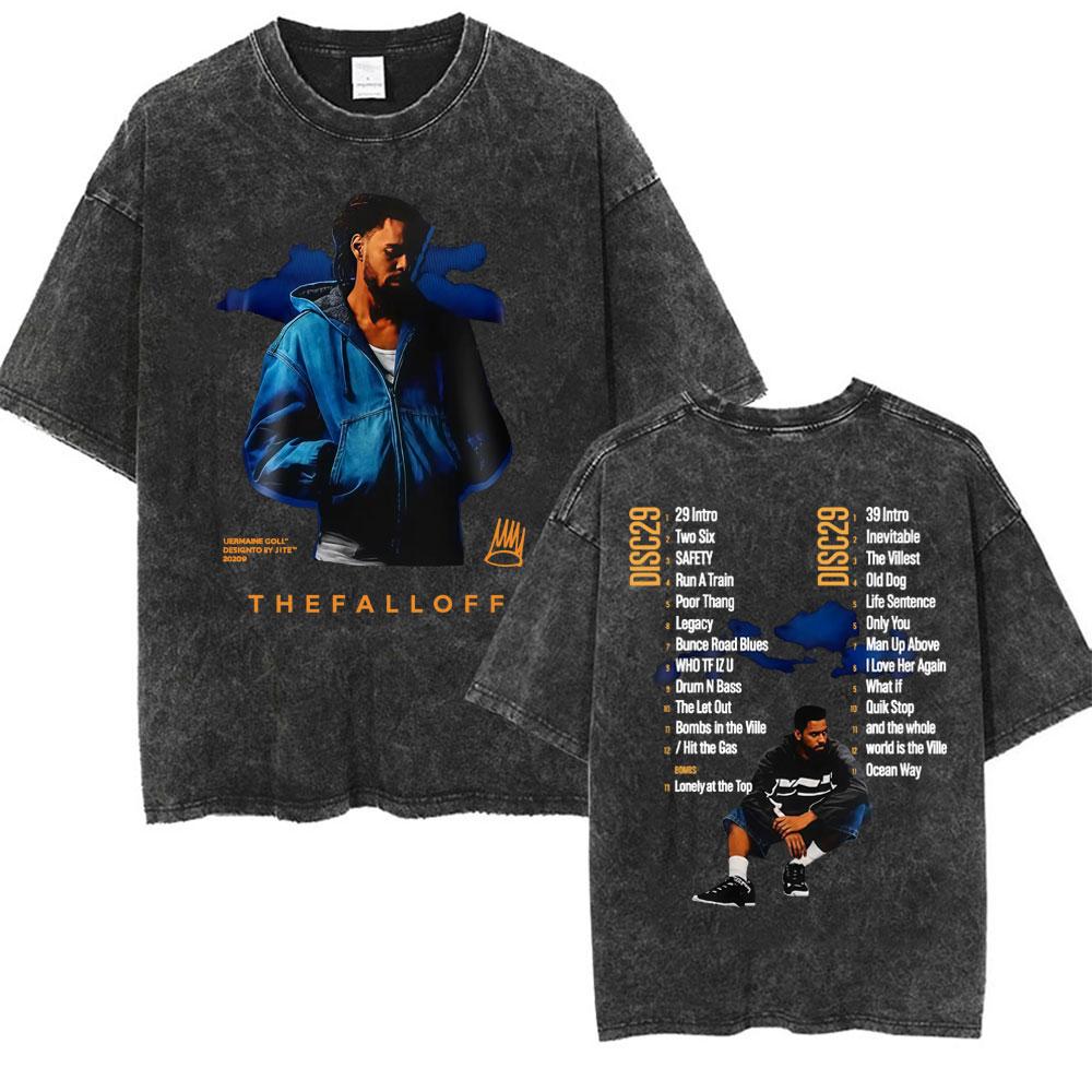 J Cole The Fall Off New Album Tour Cover Tshirt Men Women Fashion Vintage Washed T Shirts Summer ONeck Oversized T Shirt