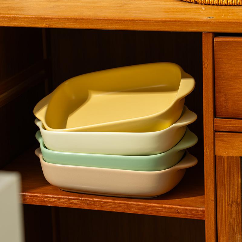 Stile Nordico Ceramica Binaurale Teglia da Forno Ristorante Domestico Forno a Microonde Riso al Formaggio al Forno Teglia da Forno in Ceramica Ciotola da Forno Ciotola per Insalata