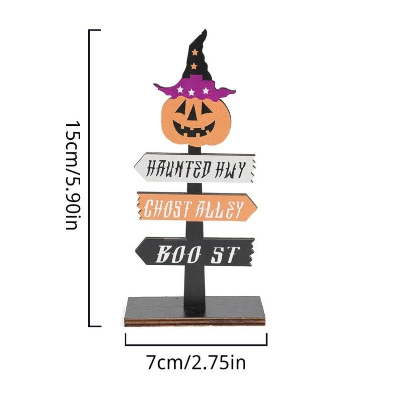 1Pcs Wooden Halloween Decorations Table Pumpkin Ghost Table Centerpiece Ornament for Home Decor Indoor Outdoor Party Accessory