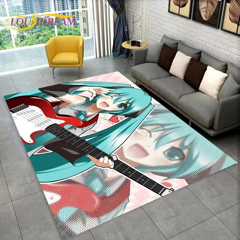 Japan Music Cartoon Characters Miku Carpet Rug for Home Living Room Bedroom Sofa Doormat Decor,kids Area Rug Non-slip Floor Mat