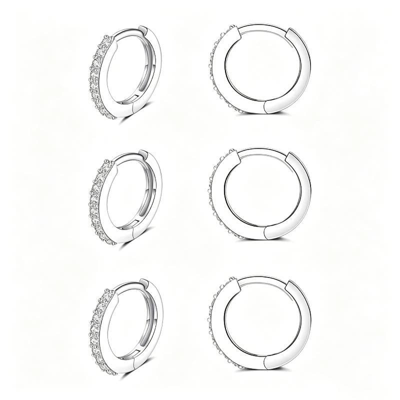2 Stück/Paar Anlaufgeschützte Metall Zirkonia Creolen Ohrringe Gold Silber Farbe Huggie Knorpel Ohrring Piercing Schmuck