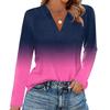 Women's Fashion Casual Lapel Short Long Sleeve Print Shirt Women's V-Neck Tops