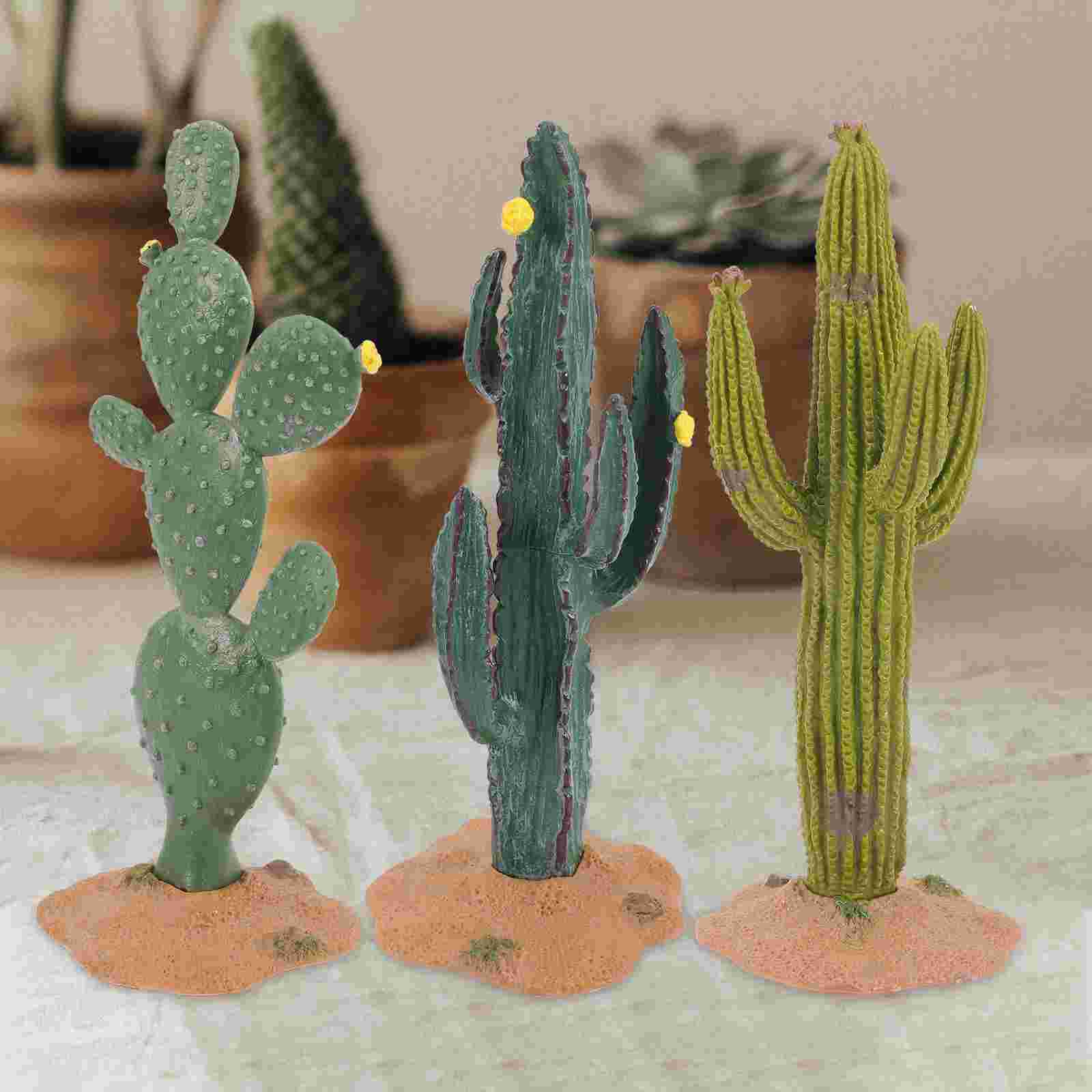 

3 Pcs Simulated Cactus Decoration Tiny Mini Figurines Artificial Plants Miniature Statue Pvc Child Outdoor Ornaments 13.50X6.00X6.00CM