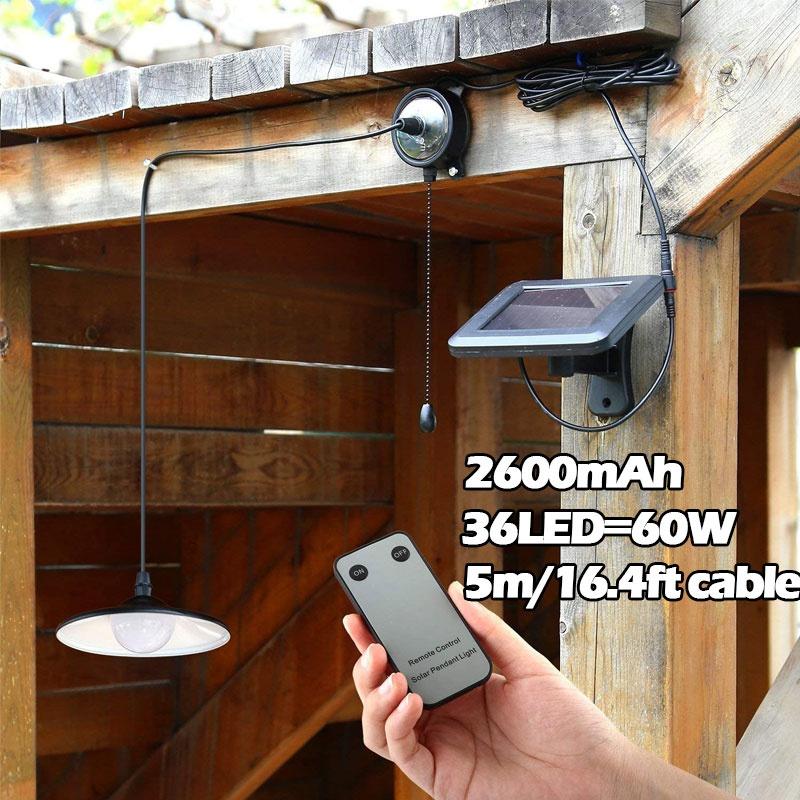 Buy 5M Outdoor Solar Pendant Light with Solar Panel and Pull Switch ...