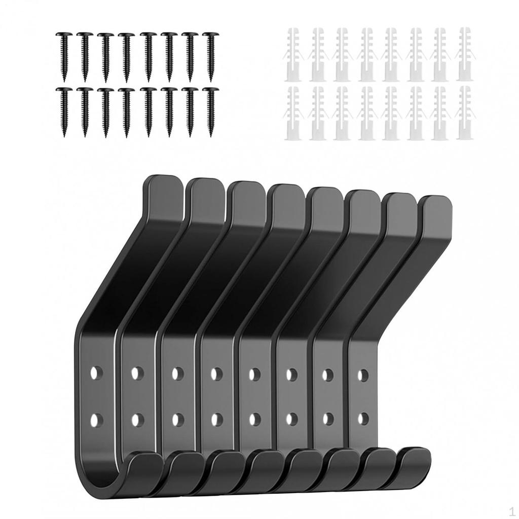 8x Coat Hooks Wall Mount Organizer Decor Space Saving Hangers Behind Door for Closet