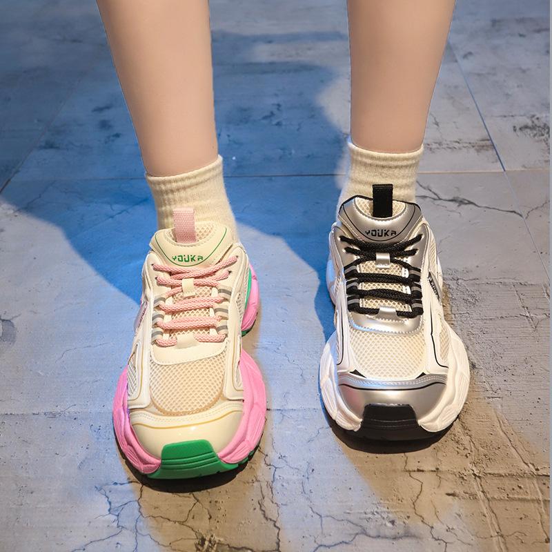 Plateau Dad Shoes Damen Sommer 2025 Neue Retro-Mode Vielseitig Leichte und Bequeme Lässige Sportschuhe