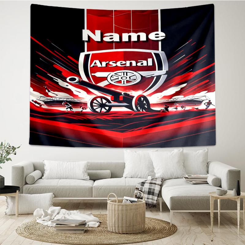 Custom Name Arsenal F.C Print Tapestry, Backdrop, Easy Setup, Ideal for Bedroom, Office & Living Room, with Aesthetic Wall Hanging Decor.