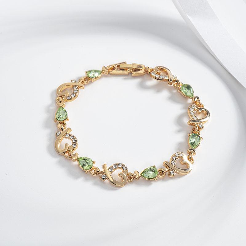 French Retro Gemstone Vine Bracelet Women Pear Cut Zircon Leaf Charm Bracelet Elegant Evening Party Jewelry Gift