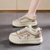 2025 Spring Women's Trendy Korean-Style White Breathable Skate Shoes with Versatile Thick Soles