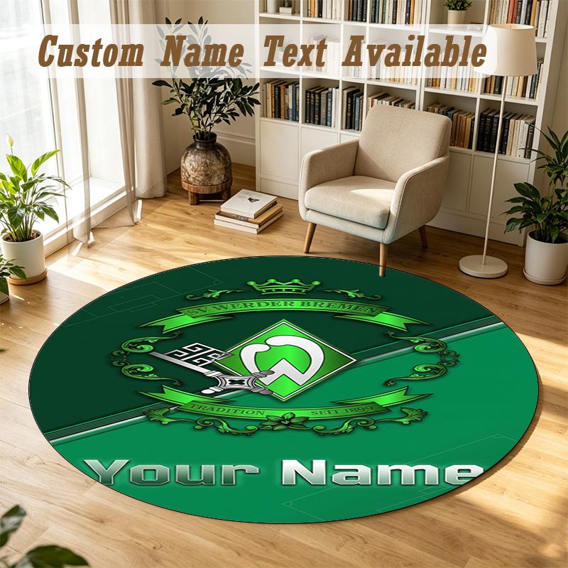 Round Rug Custom NameWerder Bremen FC Pattern Non Slip Carpet Home Floor Decor