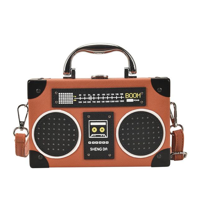 Fun Creative Radio Shape Women Handbag Fun Retro Individual Crossbody Bag Vintage Shoulder Bag Unique Small Box Messenger Bag