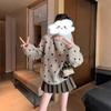 Autumn and Winter New Lazy Wind Pullover Crew Neck Sweater Women's Loose Versatile Polka Dot Literary Knitted Top Outer Wear