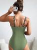 Women's Fashion Sexy One Piece Padded Bikini Swimsuit Tummy Control Monokini Backless Hot Spring Swimwear High-elastic Bathing Suit