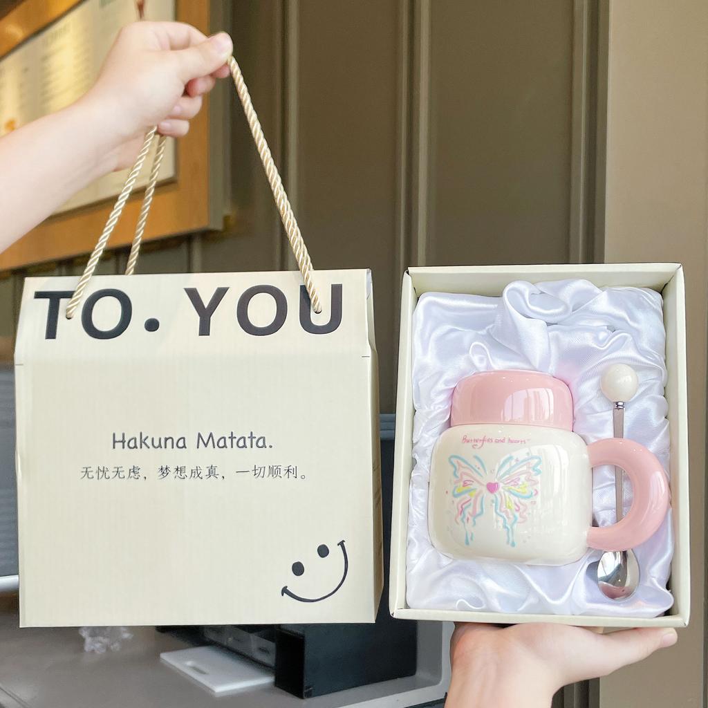 Graduation Gift To Teachers College Students Souvenir Birthday Girls Ceramic Mug with Lid Water Cup Practical Cup