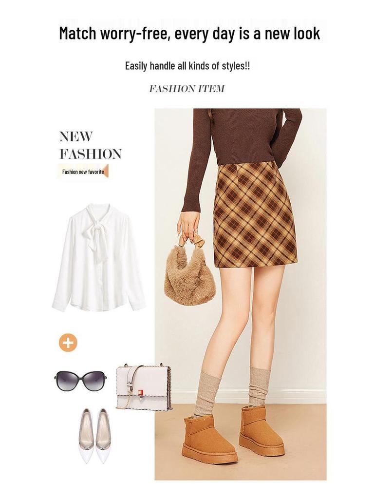 2025 Cozy Wool A-line Skirt: Thick, Warm, Drapey, Comfortable with Slit & Hip-hugging Fit for Autumn/Winter