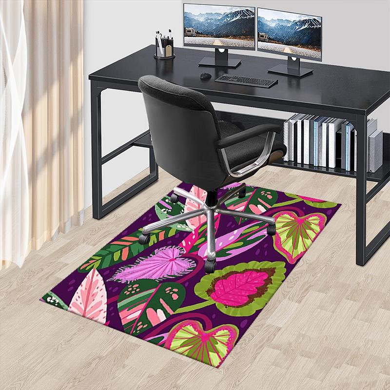 

1pc Anime Cartoon Design Office Chair Mat Tropical Leaves and Flowers Pattern, Non Slip Carpet for Home Decor 60cm by 90cm