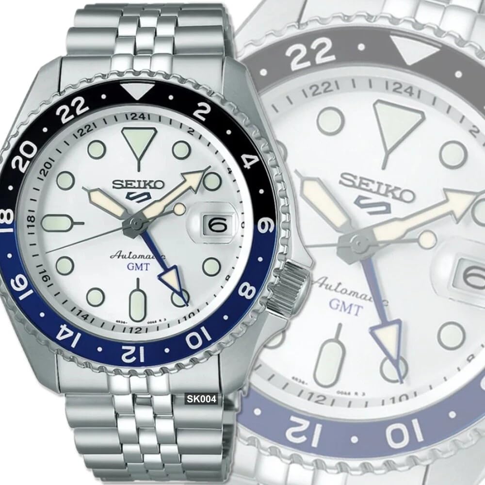 Seiko 5 Sports SKX GMT Watch SSK033K1 Sky Blue Silver Cloud