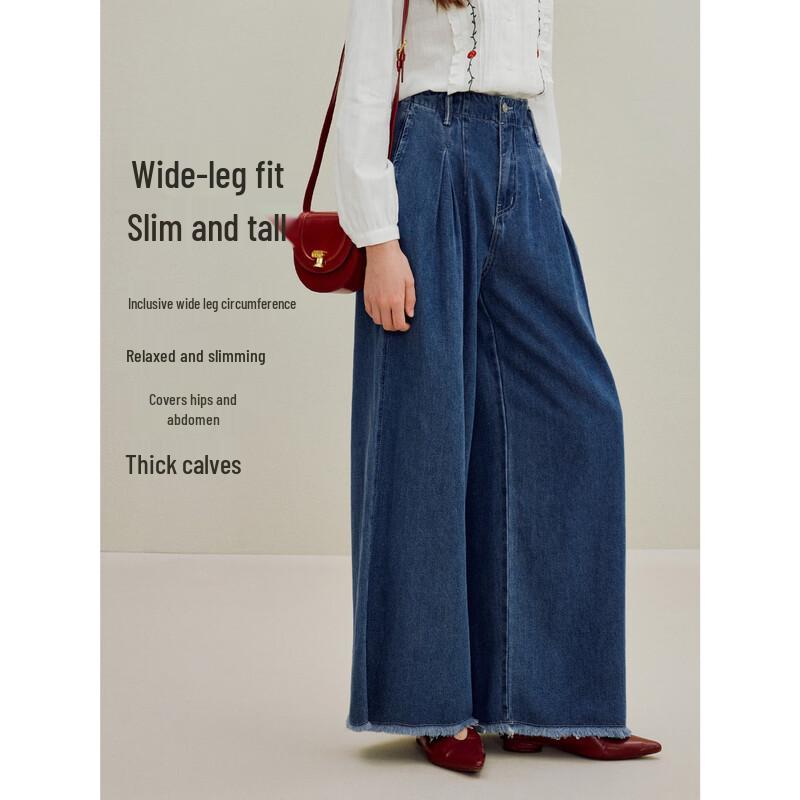 

Inman Women s Retro Washed Frayed High-Waist Wide-Leg Jeans 29