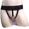 Men's Sexy Front Hole Thong Backless See-through Lace G-string Hollow Out Erotic Panties Solid Low Rise Underwear Gay Man Briefs