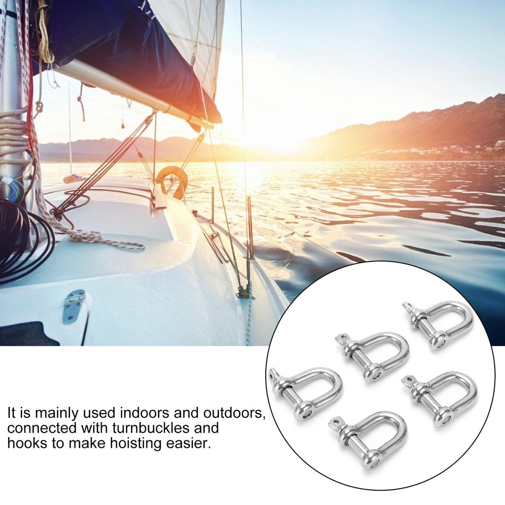5PCS D Shackle with Screw Pin Stainless Steel 304 Heavy Duty for Chains Wirerope Lifting
