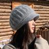 Autumn and Winter Peaked Cap Women's Bald Hat Thickened Ear Protection Hat Warm Knitted Wool Hat