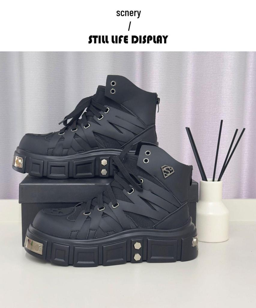 HEYANG Men's Fashion Height-Boosting Punk Boots - Thick-Soled Casual Design