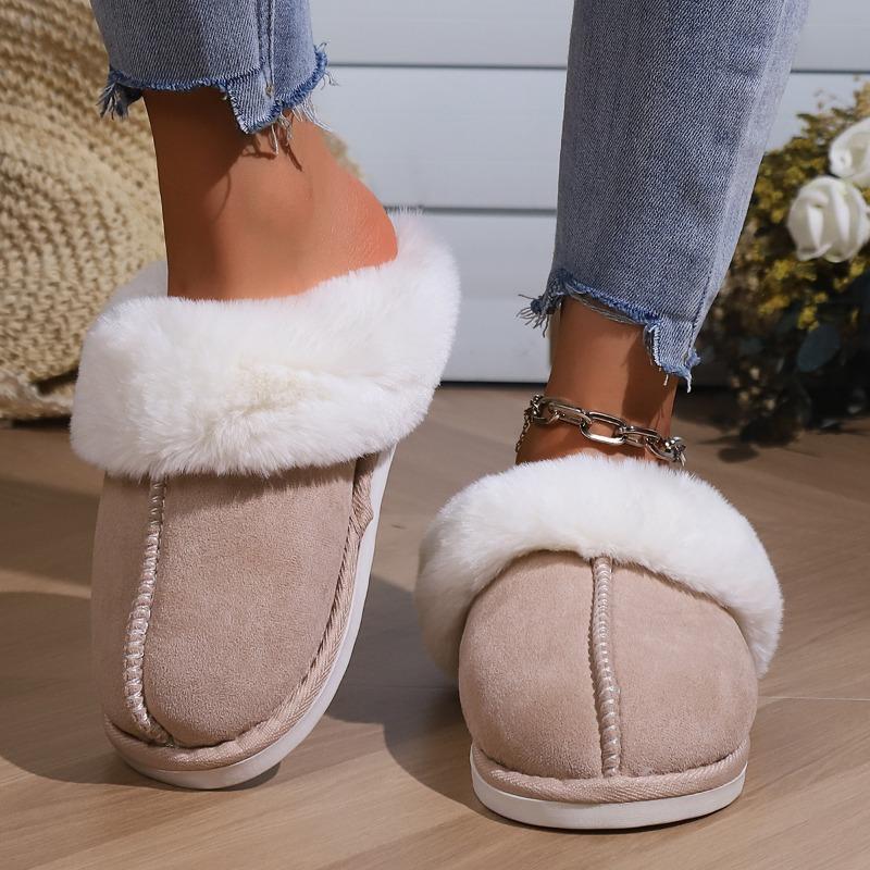 Cotton slippers autumn and winter plush home fluffy bag head indoor non-slip home couple fluffy