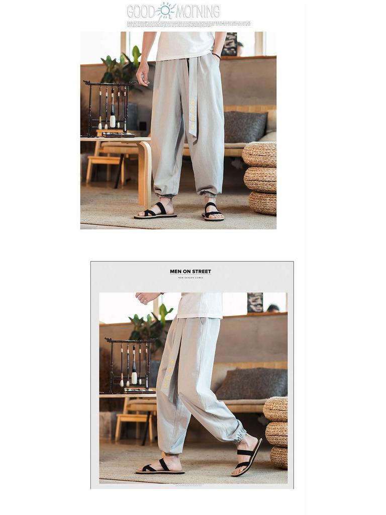 2019 Herren Retro Baumwolle Leinen Bestickte Haremshose - Herbst/Winter, Lässig, Übergröße