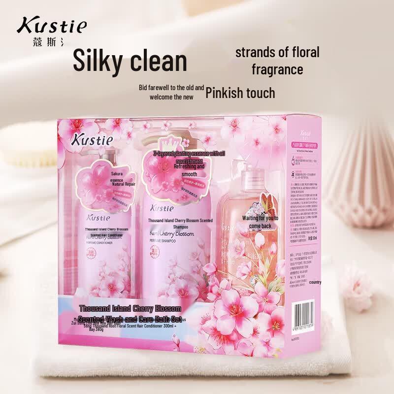 Kustie Thousand Island Cherry Blossom Hair & Body Wash Set